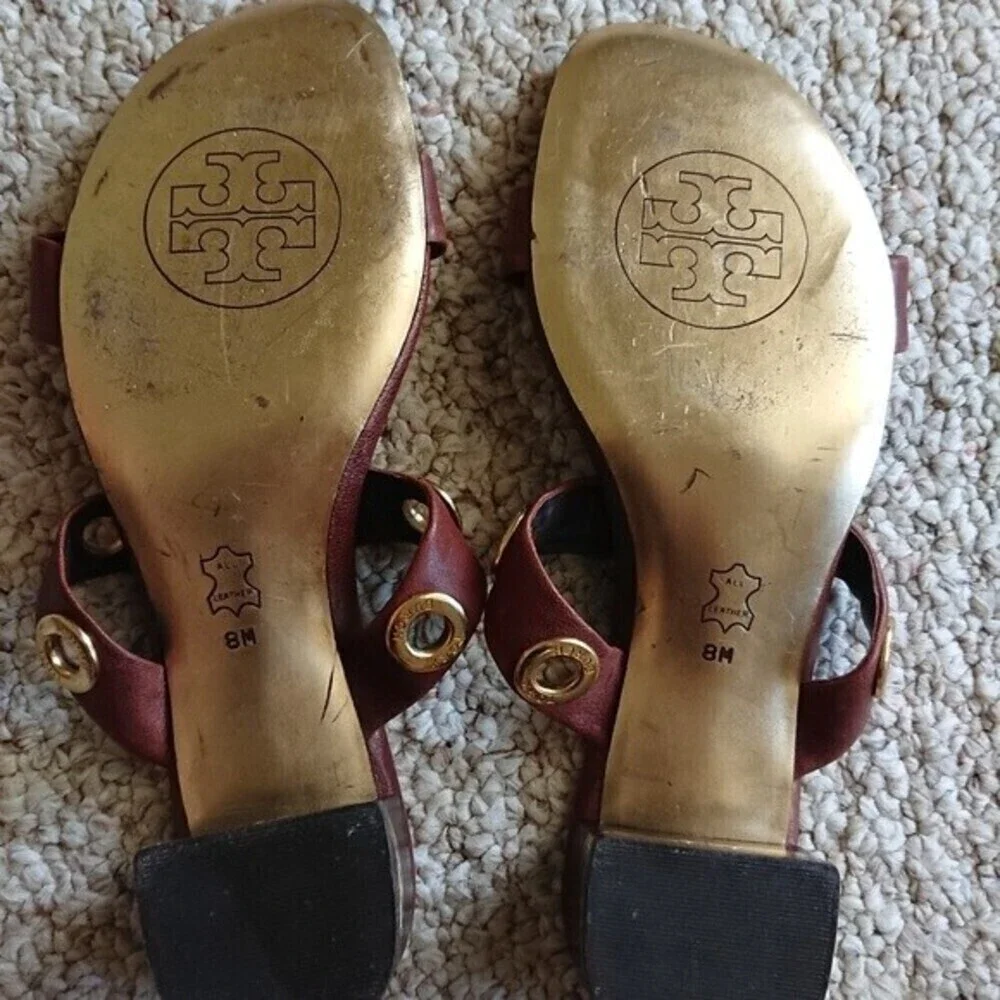 Tory Burch Leather Kathryn Grommet Sandals in brown size 7.5